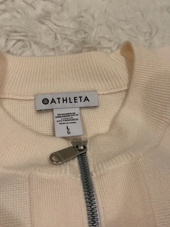 New Athleta Sequoia Sweater Jacket Cardigan Large Magnolia White Cream Full Zip - Picture 7 of 12